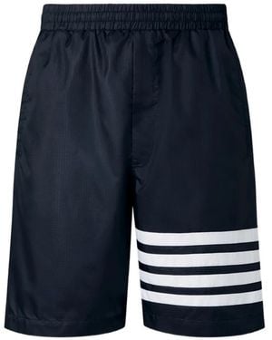 Thom Browne Pantalones Cortos De Deporte Con Motivo 4-Bar - Azul