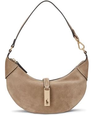 Polo Ralph Lauren Mini Polo Id Suede Shoulder Bag - White
