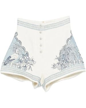 ALÉMAIS Villa Romantica Printed Shorts - White