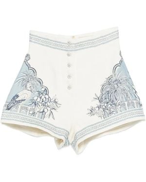 ALÉMAIS Bermudas con estampado Villa Romantica - Blanco