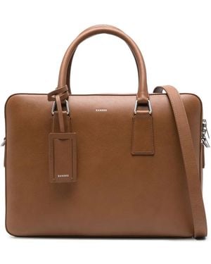 Sandro Double Top-Handle Briefcase - Brown