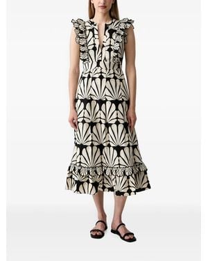 Pedro Del Hierro Madrid Ruffled-Trim Midi Dress - White