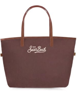MC2 Saint Barth City Logo-Embroidered Tote Bag - Purple