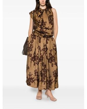 Uma Wang Floral-Print Draped Blouse - Brown