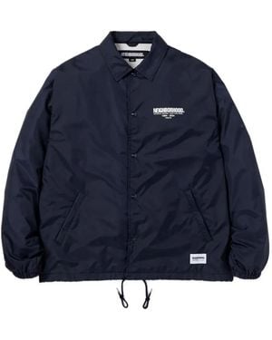Neighborhood Logo-Patch Zip-Fastening Jacket - Blue