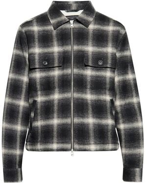 AllSaints Bayo Plaid Zip-Up Overshirt - Black