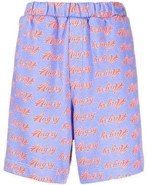 Natasha Zinko All-Over Angry-Print Shorts - Blue
