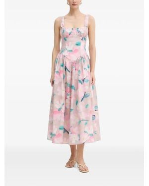 Bardot Cartia Floral-Print Pleated-Bust Midi Dress - Pink