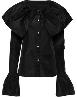 Yohji Yamamoto Bluse Aus Taft - Schwarz