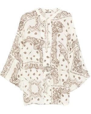 VENUJA Paisley-Print Cut-Out Mini Dress - White