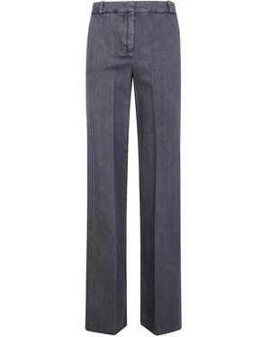 Kiltie Pressed-Crease Cotton Trousers - Blue