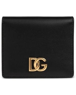 Dolce & Gabbana Logo-Plaque Leather Wallet - Black