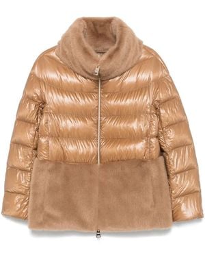 Herno Quilted Zip-Up Puffer Jacket - Brown