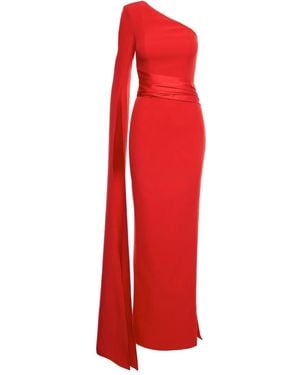 V:PM ATELIER Victoria One-Shoulder-Maxikleid im Cape-Stil - Rot