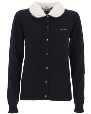 Miu Miu Round-Collar Cardigan - Blue