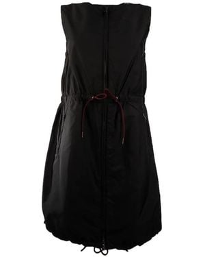 Prada Vestido Corto Sin Mangas Con Cordones En La Cintura - Negro