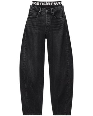 Alexander Wang Logo-Waistband Layered Tapered Jeans - Black