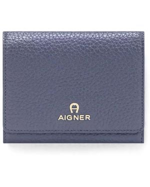 Aigner Ivy Grained Leather Wallet - Blue