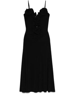 Nissa Floral-Appliqué Midi Dress - Black