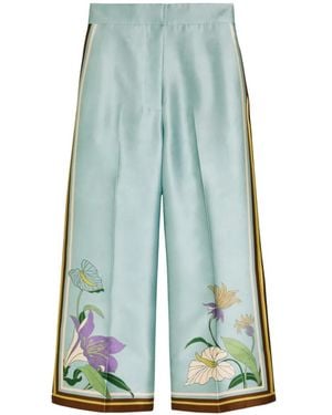 ALÉMAIS Floral-Detail Palazzo Trousers - Blue