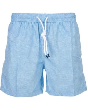 Fedeli Drawstring-Waist Swim Shorts - Blue