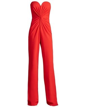 Tadashi Shoji Strapless Twist-Front Crepe Jumpsuit - Red