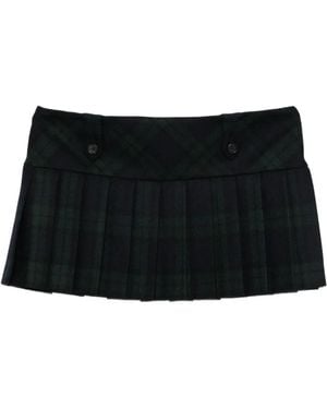 Miu Miu Minifalda a cuadros con pliegues - Negro
