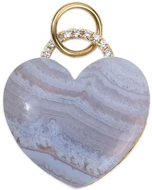 Devon Woodhill Agaat Rock Solid Heart Bedel Met Kant Design - Blauw