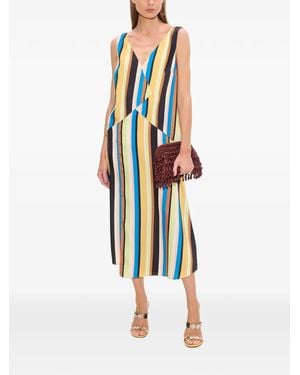 Simon Miller Cece Asymmetrical Striped Midi Dress - White