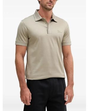 KARL LAGERFELD Logo-Embroidered Tipped Polo Shirt - Natural