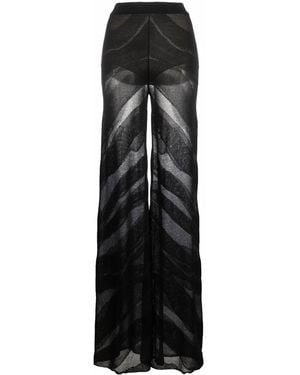 Just Cavalli Chevron-Pattern Palazzo Trousers - Black