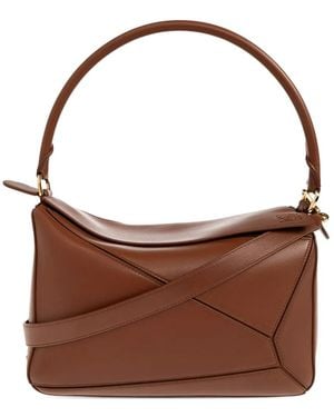 Loewe Bolso Shopper Featherlight Puzzle Mediano - Marrón