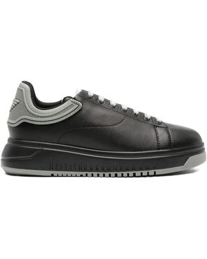 Emporio Armani Two-Tone Leather Trainers - Black