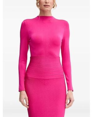Hervé Léger Freya Long-Sleeve Midi Dress - Pink