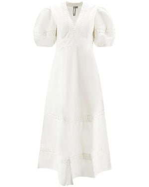 Scarlett Poppies Odessa Puff-Sleeve Flared Dress - White