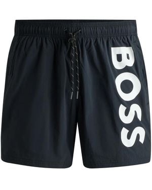 BOSS Badeshorts Mit Logo-Print - Schwarz