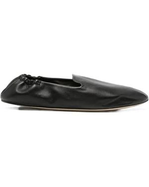 The Row Casa Elasticated Leather Slippers - Black