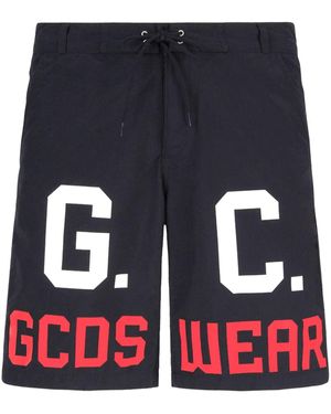 Gcds Logo-Print Drawstring Swim Shorts - Black