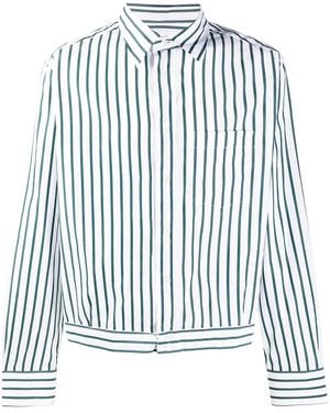 Lanvin Vertical-Stripe Blouson Shirt - White