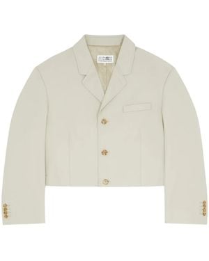 MM6 by Maison Margiela Single-Breasted Cropped Blazer - White