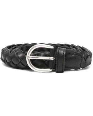 Les Deux Victor Braided Leather Belt - Black
