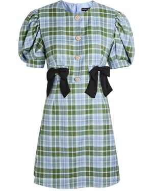 Sister Jane Bow-Detail Plaid-Print Dress - Green