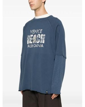 Palm Angels Slogan-Print Raglan-Sleeve T-Shirt - Blue