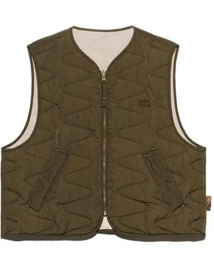 Bimba Y Lola Khaki Reversible Padded Vest - Green