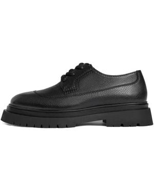 Manière De Voir Rennes Pebbled-Leather Derby Shoes - Black