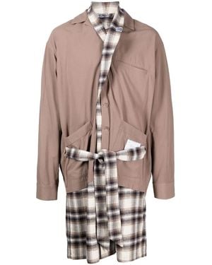 Maison Mihara Yasuhiro レイヤードディテール シャツコート - ブラウン