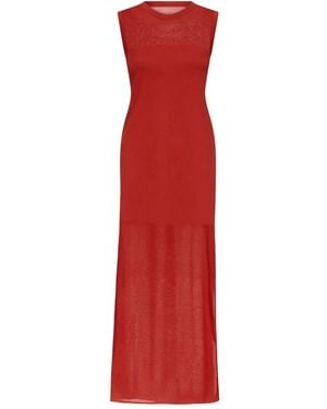 Loulou de Saison Philae Side-Slit Knitted Midi Dress - Red