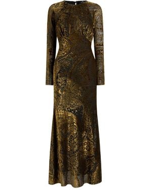 Etro Maxikleid Aus Samt Mit Paisleymuster - Mettallic