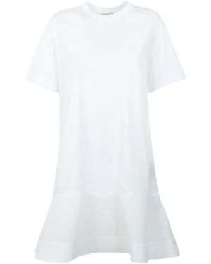 Moncler Mini Broderie-Anglaise Ruffled Dress - White