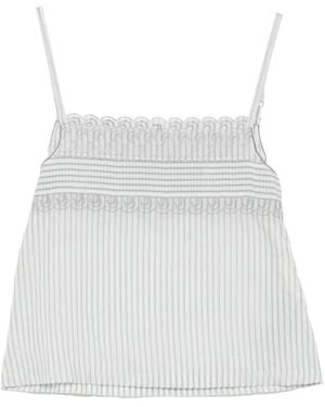Low Classic Stripe-Print Lace-Trim Camisole Top - White
